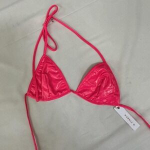Hot pink triangle bikini top